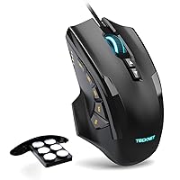 TeckNet M009 Gaming Mouse with 16400 DPI, Wired RGB LED Backlit Computer Mice, 10 Programmable Buttons, Weight Tuning Set (Renewed)