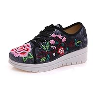 Women and Ladies Lotus Embroidery Casual Traveling Shoes Sneaker