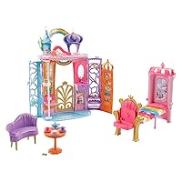 Barbie Dreamtopia Rainbow Cove Castle, Portable Playset with Handle, Puppy Figure, Transforming Features & 10+ Accessories