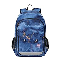 ALAZA Blue Marble Tie Dye Laptop Backpack Purse for Women Men Travel Bag Casual Daypack with Compartment & Multiple Pockets