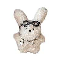 Cartoon Plush Stuffed Dolls Toy Pilot Rabbit Animal Backpack Pendant Korean Keychain Birthday Gifts for Boys and Girls