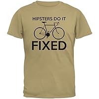 Old Glory Hipsters Do It Fixed Tan Adult T-Shirt - Medium