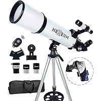 Telescope 80mm Aperture 600mm - Astronomical Portable Refracting, Fully Multi-Coated High Transmission Coatings AZ Mount with Tripod Phone Adapter, Wireless Control, Carrying Bag