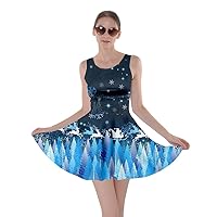 CowCow Womens Christmas Dress Xmas Trees Santa Deer Rainbow Pencils Pattern Party Skater Dress, XS-5XL