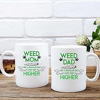 Weed Dad Like A Regular Dad Only Way Higher Mug, Weed Mom Marijuana Funny 420 Cannabis, Gifts For Men Women, Fathers' Day, Mother's Day Gift, Couple Stoner Mug, Smoking Ceramic Mug