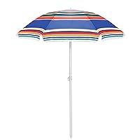 ONIVA - a Picnic Time brand 5 Ft. Portable Beach Umbrella, Lightweight Sun Shade Umbrella with Adjustable Tilt and UV Sun Protection