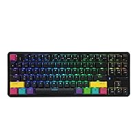 K870T Hot Swappable 87 Keys Bluetooth Wired/Wireless Mechanical Keyboard with RGB Backlit, Type C Cable, 2000mAh Battery, Wheel Button Control for Game/Office (Hotswap Brown Switch, Black)