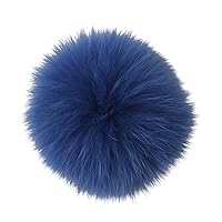 homeemoh 5.9 Inch Faux Fur Pom Pom Balls Fluffy Bobbles with Snap, Detachable Pompoms for DIY Hats Scarf Gloves,Blue