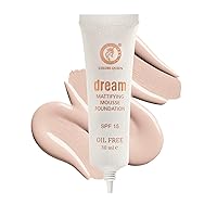 Dream Mattifying Mousse Foundation, Oil Free Matte Finish Foundation with SPF-15, Long Lasting Lightweight Buildable Coverage Foundation for Face Makeup (01 - Ivory)