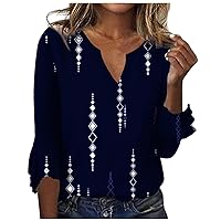 Womens Plus Size Work Tops V-Neck Starry Sky T-Shirt Solid Color Blouses Bell 3/4 Sleeve T-Shirt