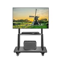 Mobile TV Cart,Rolling TVs Cart on Wheels Height Adjustable Heavy-Duty Floor Stand Base for 42-86 Inch LCD LED OLED Flat Panel Screens Smartboard Movable Holds up to 176lbs with Shelf