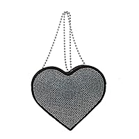 Shoulder Sling Bag Ladies Bag Fashion Personality Handbag Chain Rhinestone Heart Shoulder Laptop (Silver, One Size)
