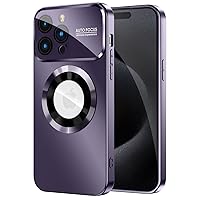 Magnetic for iPhone 15 Pro Case, Compatible with MagSafe, Built-in Camera Lens Protector, Logo View, Military Grade Drop Proof Phone Case Cover, Purple