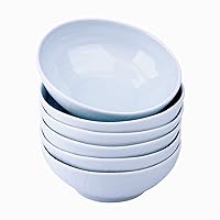 Ceramic Bowls For Kitchen, 22 oz Bowl Set of 6, Handmade Wavy Edge CereaL Bowls,For Salad, Pasta, Soup, Dessert, Oven & Dishwasher & Microwave Safe,Scratch Resistant-Light Blue