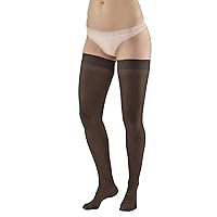 Ames Walker AW Style 74 Soft Sheer 8-15mmHg Thigh Highs w/Band Black Xlarge