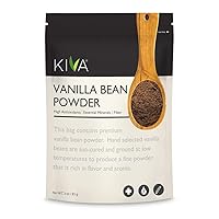 Kiva Vanilla Bean Powder, Gourmet-Grade, 100% Pure Natural Vanilla, Freshly Ground from Madagascar Bourbon Vanilla Beans, Aromatic and Fragrant, Gluten-Free, Non-GMO, Ideal for Baking, Smoothies, Beverages, 3 oz