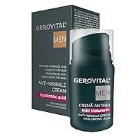 Men's Face Revitalizing Anti-Wrinkle Cream with Hyaluronic Acid, Vitamin E, Facial Skin Care, Day & Night Moisturizing, 30 milliliters, GEROVITAL MEN