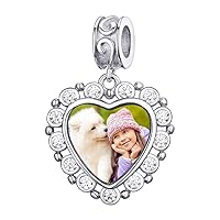 Custom4U Photo Charms for Bracelets,925 Sterling Silver/Gold Plated Heart/Tree of Life/Round Charm Bead Personalized with Picture,Custom Personalized Memorial Jewelry Gift for Women Mom Girls