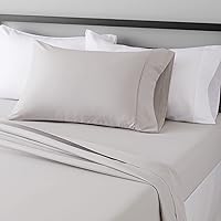 Amazon Basics Lightweight Super Soft Easy Care Microfiber 3-Piece Bed Sheet Set with 14-Inch Deep Pockets, Twin, Light Gray, Solid