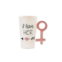 I Love Her Ceramic Mug 16 Oz – for Coffee, Tea, Cocoa, Ice Cream or Even Soup-Hostess or Host Gift Idea for Any Special Occasion, Housewarming or Birthday, Her, White/Pink