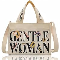 Cute Gentle Woman Tote Bag Colorful Hand-painted Canvas Handbags Handheld Shoulder Bag Office Travel Essentials