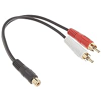 C2G Legrand RCA Female to Two RCA Male Signal Splitter Cable, Black RCA to RCA Splitter, 6 Inch Audio Stereo Y-Cable, 26 AWG Audio Signal Converter Cable, 1 Count, C2G 03181