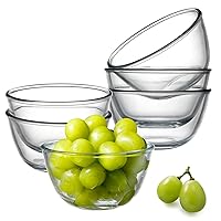 NUTRIUPS 6 Piece High Borosilicate Glass Bowl Set, 0.5Quart Prepare Clear Glass Salad Bowls, 17oz Glass Mixing Bowl for Kitchen and Dishwasher, Microwave, Freezer（4.6 inch）