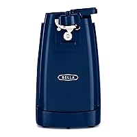 BELLA Electric Can Opener and Knife Sharpener, Multifunctional Jar and Bottle Opener with Removable Cutting Lever and Cord Storage, Stainless Steel Blade, Navy