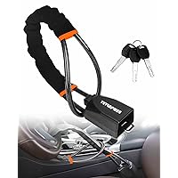 Tevlaphee Steering Wheel Lock Seat Belt Universal Anti Theft Car Device Prevention with 3 Keys for Security Fit Most Vehicles Truck SUV Van(Black)
