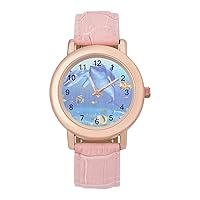 D-olphin Kiss Fashion Leather Strap Women's Watches Easy Read Quartz Wrist Watch Gift for Ladies