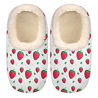 Cute Strawberry House Slippers for Women/Men, Non-Slip House Slipper Socks, Plush Lined Slippers Shoes for Boys Girls Teens Indoor Bedroom (Lovely Fruit Pattern)