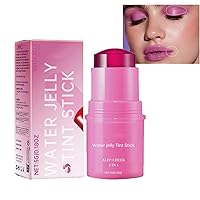 Cooling Water Jelly Tint,Multi-Use Jelly Tint blush Stick,Moisturizing Natural Lip and Cheek Stain Stick,Cool Transparent Lip Gloss,Waterproof, Longlasting, Non-Stick, Vivid Color (D)