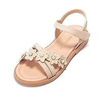 PANDANINJIA Mona Girls Sandals Toddler/Little Kid Cute Open Toe Flats Dress Sandals Summer Shoes