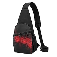 Sling Bag Crossbody for Women Fanny Pack Explosion Burst Red Black Chest Bag Daypack for Hiking Travel Waist Bag