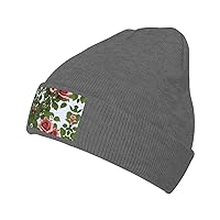 Rose Pattern Winter Hats for Men Women Soft Warm Wool Brimless Knitted Cold Weather Hat Knit Fisherman Cap