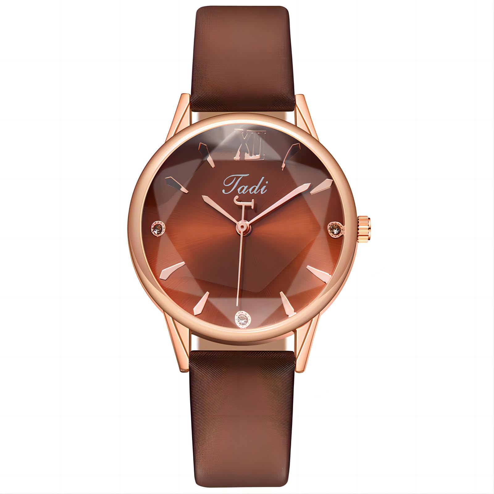 TPSOUM Wrist Watch for Women, Classic Designed Quartz Analog Women's Watch with Breathable Leather Strap