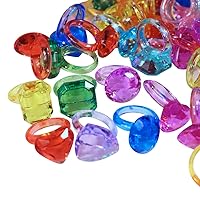 100 Pcs Plastic Jewelry Rings Faux Gem Rings for Kids Colorful Dress Up Rings Little Girl Princess Rings Toddler Pretend Play Rings Party Favor Rings