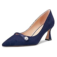 Castamere Women Chunky Block Mid Heel Pointed Toe Slip-on Pumps Wedding Office 2.6 Inches Heels