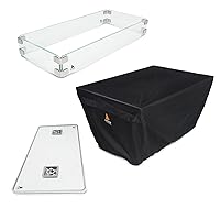 Outland Fire Table 3 Piece Rectangle Accessory Set - Tempered Glass Lid Insert, Tempered Glass Wind Guard Fence and Water Resistant Durable Cover for Series 401/403 Outdoor Propane Fire Pit Tables