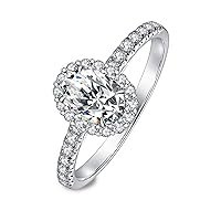 Solid Gold Halo Oval Engagement Ring 1ct Moissanite Ring Bright Ring Promise Wedding Ring for Women