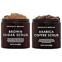 Brooklyn Botany Brown Sugar Body Scrub & Arabica Coffee Body Scrub - Exfoliating Body Scrub – Anti Cellulite Scrub Helps Fight Stretch Marks, Cellulite, Veins and Eczema – Gift for Women - 10 oz