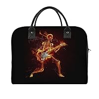 Skeleton Guitarist on Fire Large Crossbody Bag Laptop Bags Shoulder Handbags Tote with Strap for Travel Office