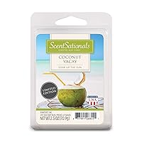 Scentsationals Coconut Vacay 2.5 oz Fragrant Melts-6 Scented Wax Cubes, Green