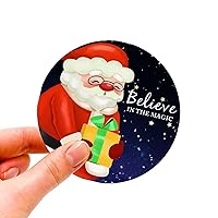 100 Pcs Christmas Stickers Christmas Gift Tags Santa Claus Believe in TheMagic Stickers Christmas Decorations Stickers for Water Bottles Laptop Envelope Seals Goodie Bags Christmas Party Decorations