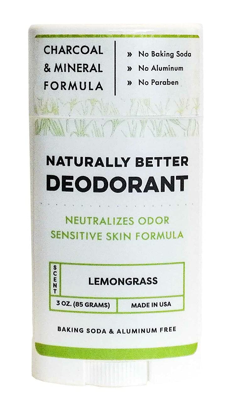 Lemongrass Deodorant Naturally Better - Sensitive Skin Formula, Aluminum-Free, Baking Soda-Free, All-Natural, Magnesium & Activated Charcoal, Plant-Derived, Made in USA by DAYSPA Body Basics