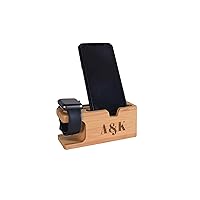 Bamboo Docking Station- Wooden Docking Station- Personalized Gifts - Smart Watch Charging Station- Phone Night Stand - Compatible with Apple Watch