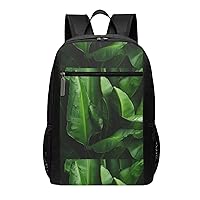 Fresh Banana Leaves Print Simple Sports Backpack, Unisex Lightweight Casual Backpack, 17 Inches