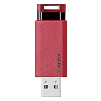 Elecom MF-PKU3128GRD USB Memory, 128 GB, USB 3.1 (Gen1), Retractable Type, Auto Return Function, Red