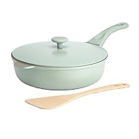 Goodful All-in-One Pan, Multilayer Nonstick, High-Performance Cast Construction, Multipurpose Design Replaces Multiple Pots and Pans, Dishwasher Safe Cookware, 11-Inch, 4.4-Quart Capacity, Sage Green