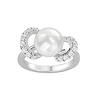 VVS Certified Pearl Engagement Ring With 0.42 Carat Round Shape Natural Diamond in 14K White Gold/Yellow Gold/Rose Gold Pearl Ring For Women (9 MM Pearl, IJ-SI)